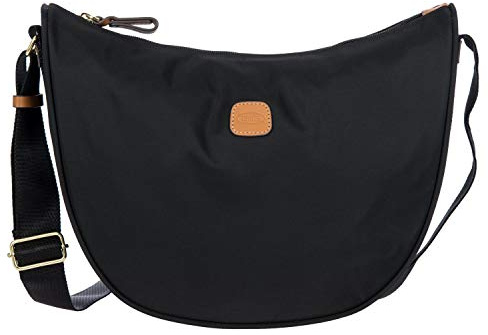 BRIC'S - Kleine Halbmondförmige Umhängetasche Aus Nylon, Schwarz, 33x26x9.5 cm