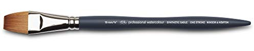 Winsor & Newton 5011619 Professionell akvarellpensel, målarborste för akvarellfärger med syntetiska fibrer, ergonomiskt handtag, hållbart och formstabilt, kort handtag – enkelstreck borste – 3/4 tum
