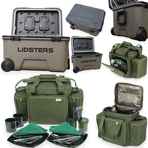 Lidsters Fishing Deluxe Cooler Ice Box 68L + LFS Insulated Cutlery Bag Carp Set