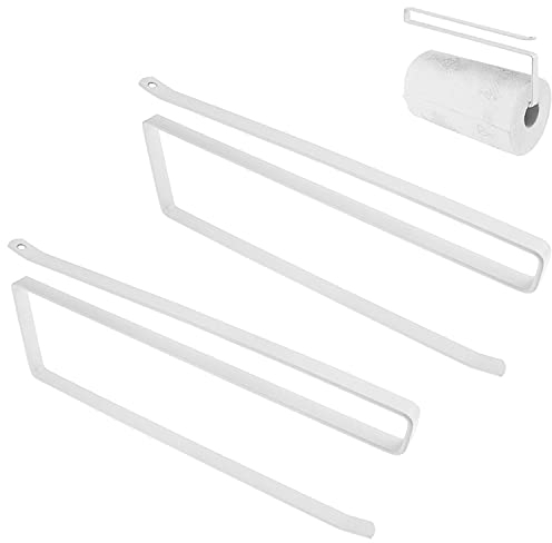 Lucywey 2 Pcs Paper Rolls Rack Under Cabinet Kitchen roll Holders Hanger Towel Rack White Storage Rack Holder for Kitchen Bathroom No Drilling