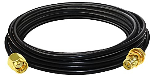 TUOLNK RP SMA mâle à RP SMA câble d'extension coaxiale femelle RG58 50ohm pour radio RF/antenne WiFi/GPS faible perdue 16.4ft (5M)