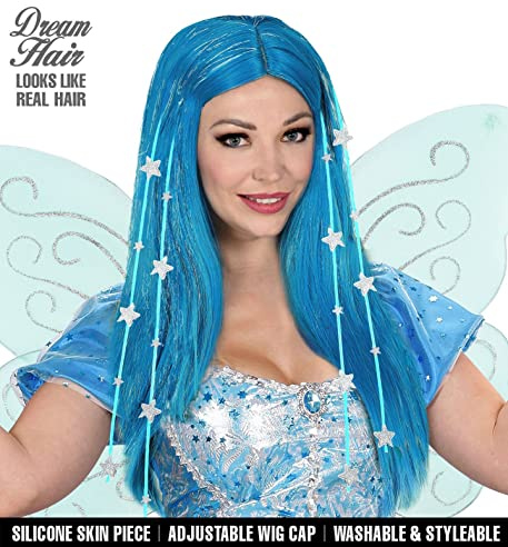 W WIDMANN MILANO Party Fashion 02997 - Dream Hair Perücke Fee mit Lametta, Sternen und hochwertigem Silikon Lining, Disco Fever, Mottoparty, Karneval