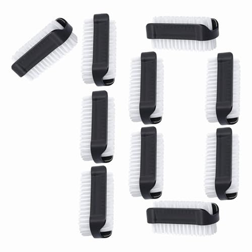 PARSA Beauty Doppelseitige Handbürste Nagelbürste – Nail Brush im Set (10 Stück Schwarz) – Handwaschbürste für Bad, WC, Waschbecken, Werkstatt