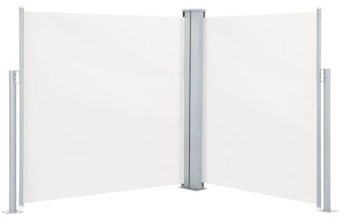 vidaXL Toldo Lateral Retráctil Jardín Separador Terraza Balcón Pantalla Solar Viento Enrollable Función Retroceso Automático Color Crema 140x600 cm
