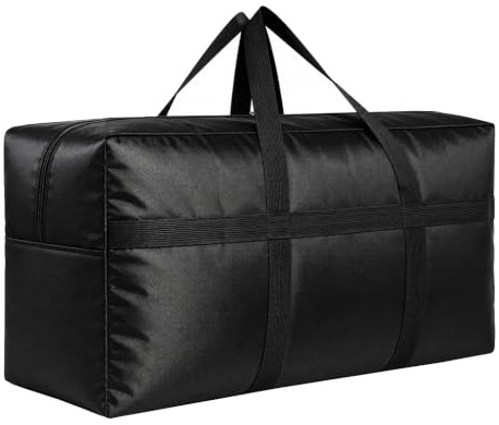 DoYiKe Extra Large Storage Duffle Bag with Zippers and Handles, Black Big Foldable Duffle Bag for Travel-130L