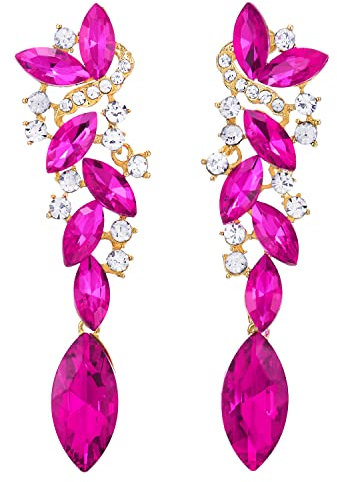 Mariée Noces Fête Violette Rouge Strass Marquise Cluster Chandelier Lustre Statement Déclaration Boucles d'oreilles