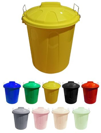 Jardin202 - Cubo Basura de plástico con Tapadera | Cubo almacenaje y reciclar (100 litros. Amarillo)