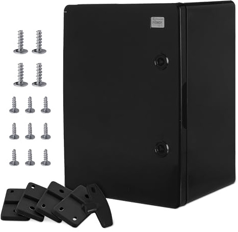 Väggskåp, växelskåp, IP65, industrihus, tomt hölje, ABS plast, tomt skåp, monteringsplatta, lås, BOXEXPERT-serie Fleet, olika storlekar, svart dörr