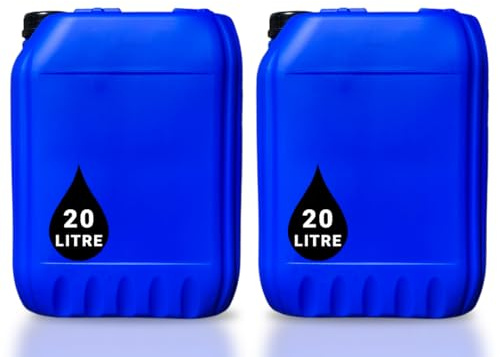 Lot de 2 bidons de 20 l - Approuvés par l'ONU - Avec bouchon inviolable de 61 mm - Parfaits pour le stockage de l'eau et des liquides - Bleu