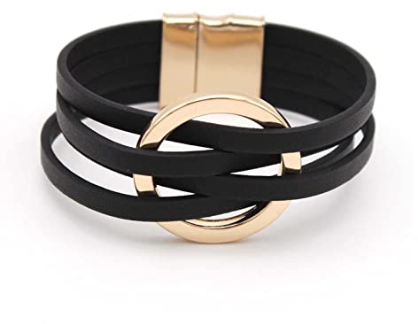 Armband für Damen, modische Armbänder und Armreifen, Elegantes, mehrschichtiges, breites Wickelarmband, Damenschmuck, Armbandschmuck (Farbe: Grau)