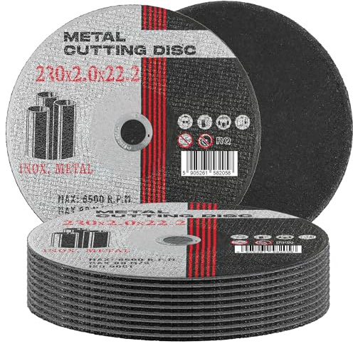 10x Skärskivor Kapskivor Metall 230 mm x 22,2 x 2,0 mm Metallskärskivor Rostfritt Stål Plåt Vinkelslipar Elverktyg Vinkelslip Flexskivor Tunn