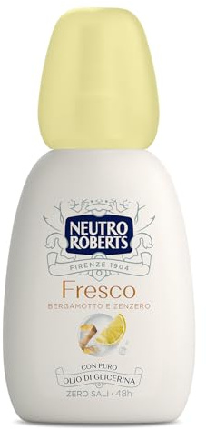 Neutro Roberts, Färsk gul Vapo-deodorant, bergamott och ingefära, noll aluminiumsalter, med ren glycerinolja, deodorant för män och kvinnor, 100% återvunnen plast, 75 ml, noll gas 48h
