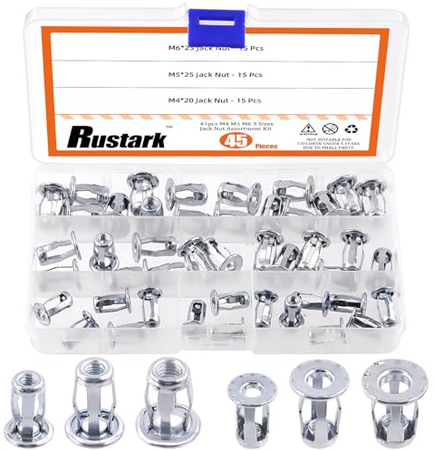 Rustark Lot de 45 écrous de jack M4 M5 M6 - Écrous de pétale - En zinc - Très résistant - Insert fileté - Écrous de pétale - Écrous d'expansion