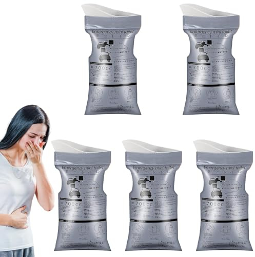 Einweg-Urinbeutel – 700 ml Notfall-Mini-Toilette, Auto-Notfall-Urinbeutel, tragbarer Erbrochenbeutel, Reise-Urinbeutel, Urinbeutel, Reise-Urinbeutel, Reise-Urinale, 5 Stück
