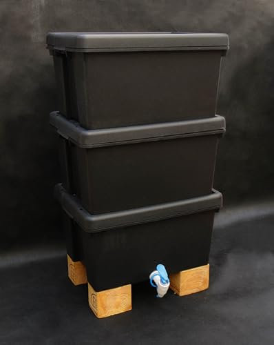 Lombricompostiera Pro, Vermicompostiera, compostiera 48 l, 100% plastica riciclata ad alto impatto (3 scomparti) compostaggio domestico