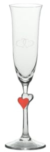 Der-Porzellan-Laden Sektglas mit Gravur, 175 ml, rote Herzen, Champagner Glas personalisiert mit Namen und Datum, spülmaschinenfest