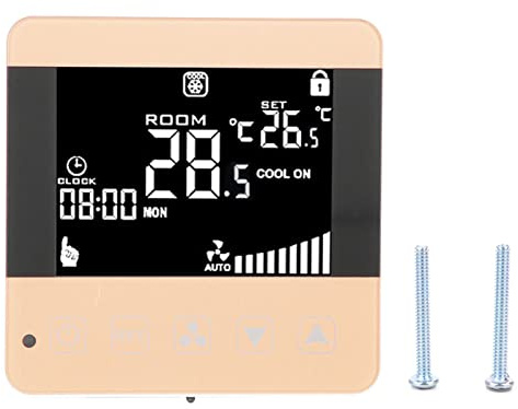 Termostato Fan Coil para Aire Acondicionado Central con WiFi, Pantalla LCD, Automático, Sensor y Velocidad Ajustable 3 Niveles (Alta, Media, Baja)