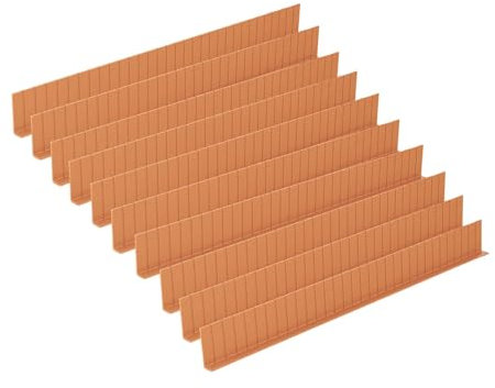 perfk 10 Stück verstellbare Schubladenteiler, Trennwände, freie Kombination, Haushalts-Organizer, Trennwände, schneidbar für Spiegelschrank, Bücherregal, Holzrote Farbe
