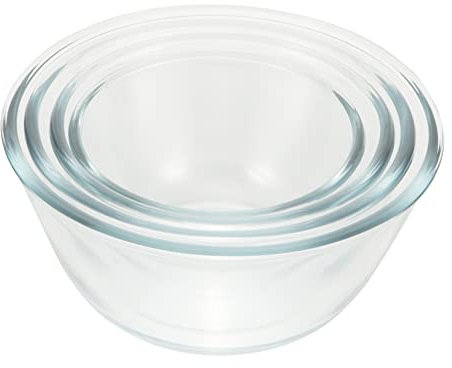 LALADEFIEE 4piezas Cuencos De Vidrio Transparentes Resistentes Al Calor Para Ensaladas Mezclar y Batir Huevos Capacidad Variada Multifuncional Para Cocina y Frutas