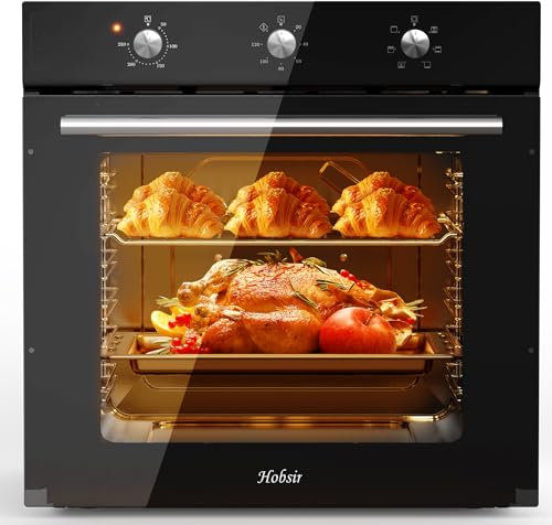 Hobsir hob 60cm Built-In Electric Oven with 60L Capacity & 6 Functions | 250℃ High-Temperature Cooking, 120-Minute Timer | Perfect for Baking, Roasting, and Family Kitchens