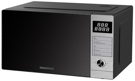 Daewoo MD-FP251GS-EU Microonde con griglia al quarzo, 25 litri di capacità, 850 W di potenza, 8 programmi, 5 livelli di potenza, pannello digitale, inox