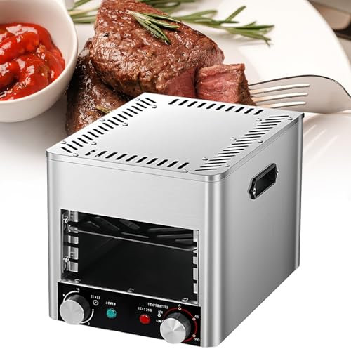 Parrilla Eléctrica para Carne, Horno Portátil de Encimera Para Interiores, Parrilla Eléctrica Sin Humo, Calienta Hasta 800 Grados, para Tostar y Asar Pollo, Carne de Res, Cerdo y Verduras,A-110V