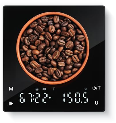 Drcowu Balance à Café de Précision 0.1g Rechargeable, 2kg Capacité avec Minuterie Intelligente, pour Cafe Espresso et Cuisine, Design Portable et Fonction Tare