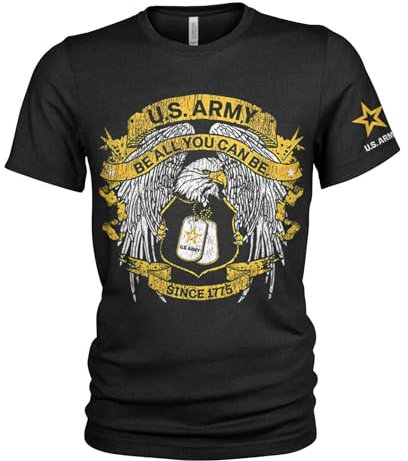 U.S. Army Schwarzes T-Shirt für Herren der Vereinigten Staaten, Erkennungsmarke | Sei Alles, was du Sein Kannst | T-Shirt