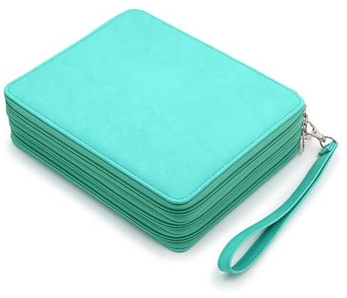SUMTree 120 Slots Trousse à Crayons de Couleur en PU Cuir Sac de Crayons étui à Crayons Grande capacité pour Amateur ou dessinateur (Vert)