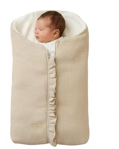 Cosamui Arrullo o Saco para Capazo Universal Bebé - Cálido y Suave, Ideal para Invierno y Entretiempo, Compatible - Jané - Inglesina -Bugaboo -Maxi Cosi (Waffle Beige, 0-6 Meses, Entretiempo)