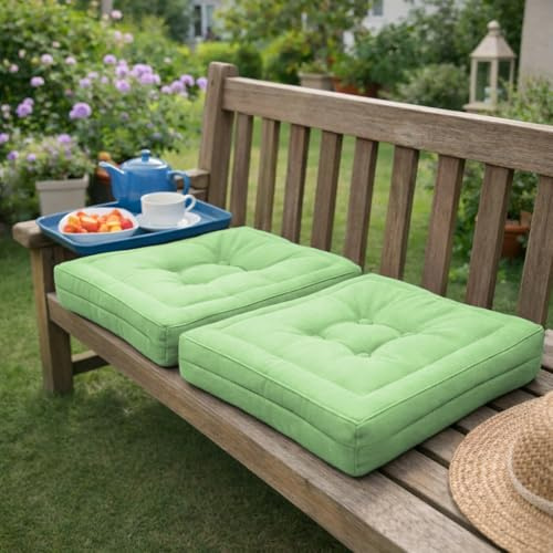 MANEMI Juego de 2 Cojnes de Suelo Acolchado 60x60, Cojines para Palets, Banco, Silla y Suelo, Asiento Cómodo Decorativo para Interior y Exterior.Cojines con Textura de Bambú