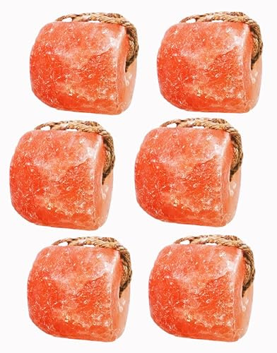 Himalaya saltslicka för hästar, boskap – (3-4 lbs) naturligt mineralsaltblock för getter, nötkreatur och hjort med hängande rep, väderbeständig och bra för kära jakt (paket med 6)
