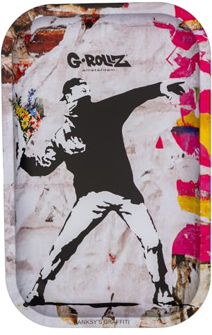 Plateau décoratif en métal - Plateau polyvalent et plateau de service (FlowerThrower2)