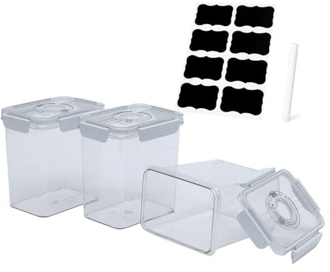 Gzsekken 3 Pack Biscuit Tin 6.4L Plastic Biscuit Barrel for Kitchen, Airtight Cookie Jar with Lid Stackable Sweet Jars for Candy Buffet Food Storage Container, BPA-Free Wide Mouth Pantry Organiser