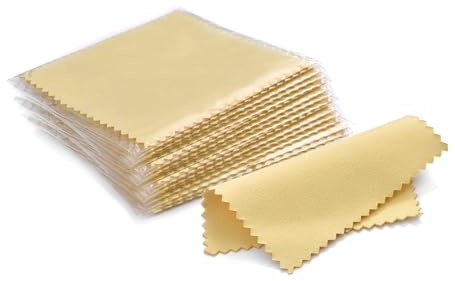 ewelry Cleaning Cloth, Paquete de 10 paños de microfibra for limpiar joyas, multicolor, 8 x 8 cm, for plata y oro.(Yellow)