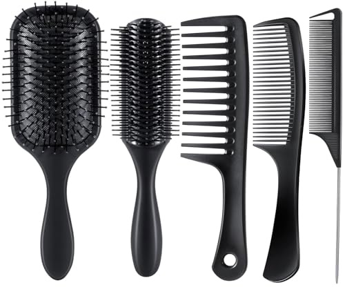 Muorruo 4 stycken lockborstar med vildsvinborst, professionell lockborste för Bali Curls, utredande borste för kvinnor, barn, stylister för daglig styling och hårbottenmassage