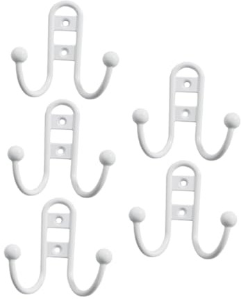 VILLCASE 5 pezzi Ganci da Parete in Lega di Zinco da Appendini Doppi per Armadio e Cucina Organizzatori Metallici Resistenti con Superficie Liscia per Ingresso e Bagno