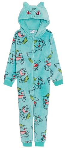 Enfants Pokémon Combinaison Filles Garçons Déguisement Tout en Un avec Robe Capuche Pyjama à Capuche 3D en Polaire Vêtement de Détente Zippé, 9-10 ans