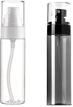 Elenviorina 2 Pack 100ml Fine Mist Spray Bottles, Refillable Travel Spray Bottles, Portable Empty Sprayer Bottles for Travel, Skincare, Perfume, Cleaning – Black & White