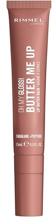 Rimmel London Oh My Gloss Butter Me Up Lip Butter Balm, Balsamo labbra idratante, Balsamo labbra colorato, Cura delle labbra, Idratazione, Nutriente, Squalano, 15 ml, 008 Pumpkin Spice