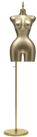 GUHPZA Weibliche Schaufensterpuppe Mit Metallhalterung Und Rundem Sockel, Geeignet Als Europäischer Und Amerikanischer Kleiderständer,Gold-Small