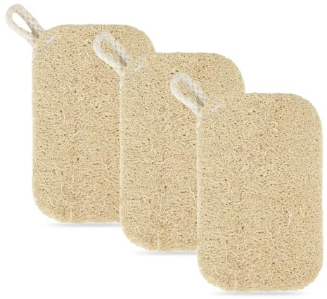 Esponja de lufa natural exfoliante corporal (3 unidades), hecha de esponja de aire de ducha ecológica y biodegradable, perfecta para el cuidado corporal, decoración, cocina y jabón de lufa