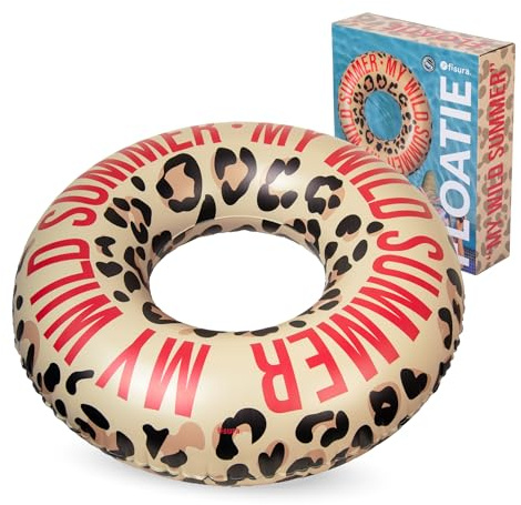 Fisura – Original Wild Summer Leopard uppblåsbar flottör 105 cm med säkerhetsventil för snabb uppblåsning och tömning. Simring för pool eller strand.