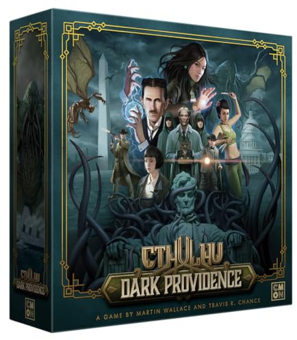 CMON Cthulhu: Dark Providence, Juego de Mesa de Estrategia, Roles Ocultos e Influencia en los Mitos de Cthulhu, A Partir de 13 Años, De 1 a 5 Jugadores, 90-120 Minutos, ingles