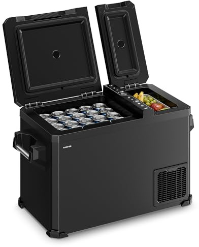 Klarstein Arctiq Duo bärbart kylskåp 43 l, två kylzoner -18 till 20 °C, kompressor, 12 V/230 V, digital display, camping och resor
