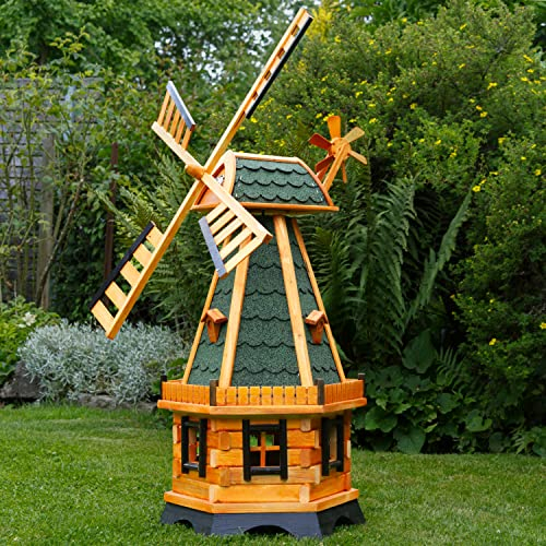 Große Windmühlen mit Solarbeleuchtung - Höhe 1,30 oder 1,45 Meter, Farbe|Größe:1.28m grün Solar