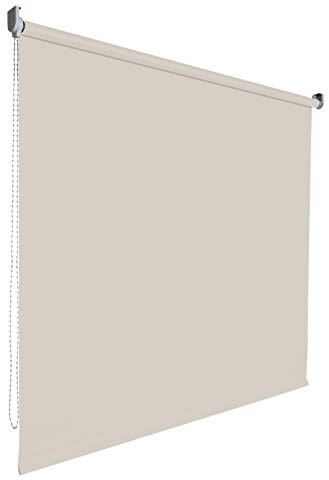Kettenzugrollo Seitenzugrollo Tür Fenster Rollo Vorhang 14 Farben Breite 62 bis 202 cm Länge 180 cm lichtdurchlässig halbtransparent Metall Träger Wandmontage Deckenmontage (192 x 180 cm / Beige)