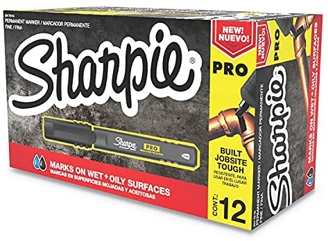 Sharpie Pro Permanent Marker, Fine Point, Black, 12 Count (2017818)
