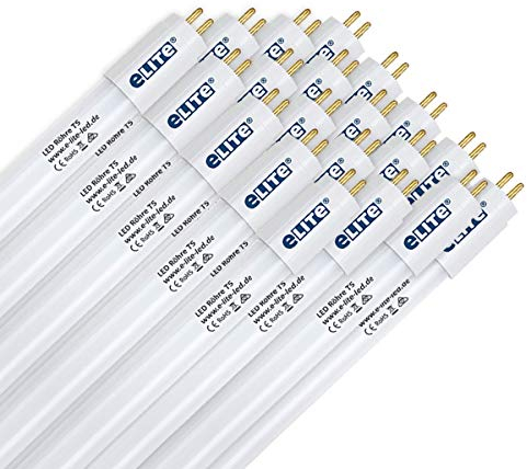 eLITe LED Röhre T5, 54,9cm, 12W, sehr hell, 1200lm, 830, 3000 Kelvin, Warmweiß, NUR FÜR EVG, 140 Grad, homogenes Licht, langlebig 50.000h, 3 Jahre Garantie, 25 Stück