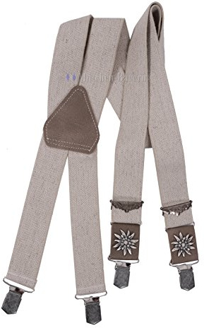 Moschen-Bayern Herren Trachtenhosenträger Edelweiß Beige Braun
